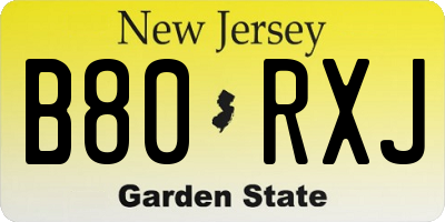 NJ license plate B80RXJ