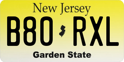 NJ license plate B80RXL