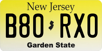 NJ license plate B80RXO