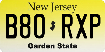 NJ license plate B80RXP