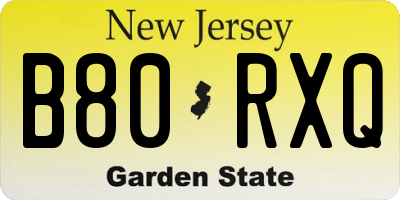 NJ license plate B80RXQ