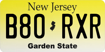 NJ license plate B80RXR