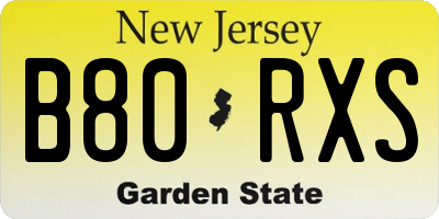 NJ license plate B80RXS