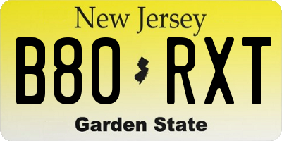 NJ license plate B80RXT