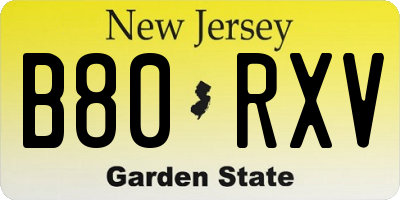 NJ license plate B80RXV