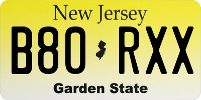 NJ license plate B80RXX