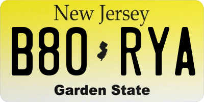 NJ license plate B80RYA