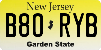 NJ license plate B80RYB