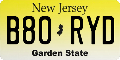 NJ license plate B80RYD