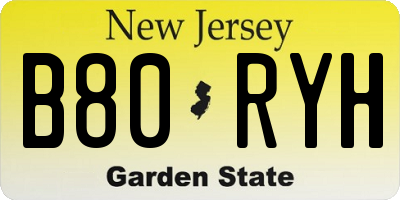 NJ license plate B80RYH