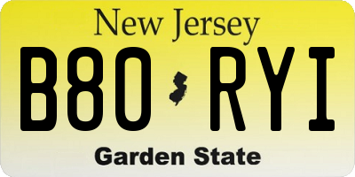 NJ license plate B80RYI