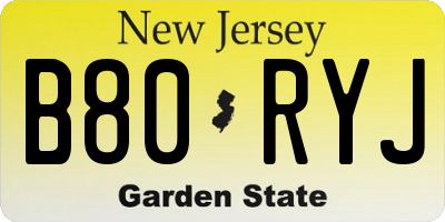 NJ license plate B80RYJ