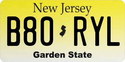NJ license plate B80RYL