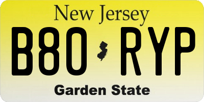 NJ license plate B80RYP