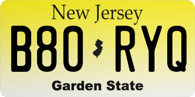 NJ license plate B80RYQ