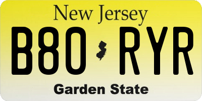 NJ license plate B80RYR