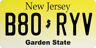 NJ license plate B80RYV