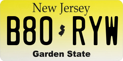 NJ license plate B80RYW