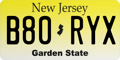 NJ license plate B80RYX