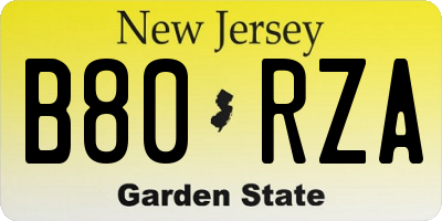 NJ license plate B80RZA