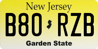 NJ license plate B80RZB