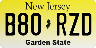NJ license plate B80RZD