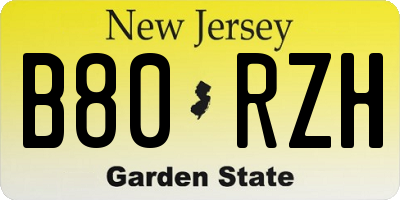 NJ license plate B80RZH
