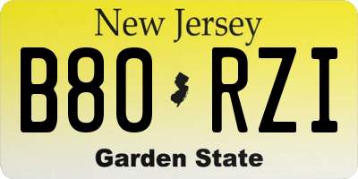 NJ license plate B80RZI