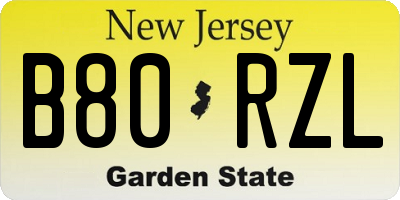 NJ license plate B80RZL