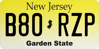 NJ license plate B80RZP
