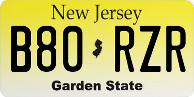 NJ license plate B80RZR
