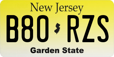 NJ license plate B80RZS