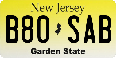 NJ license plate B80SAB