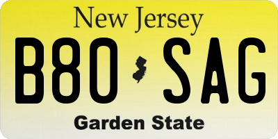 NJ license plate B80SAG