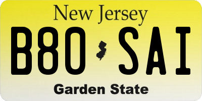 NJ license plate B80SAI