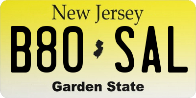 NJ license plate B80SAL