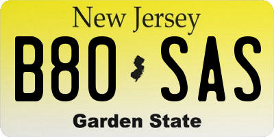 NJ license plate B80SAS