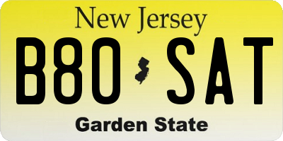 NJ license plate B80SAT