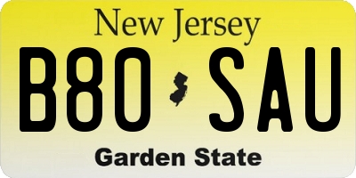 NJ license plate B80SAU