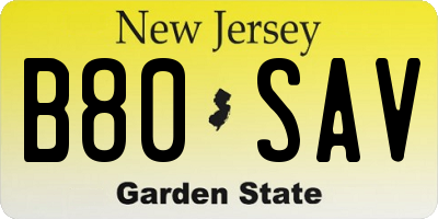 NJ license plate B80SAV