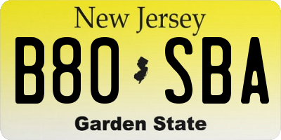 NJ license plate B80SBA
