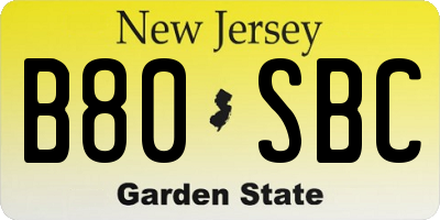 NJ license plate B80SBC
