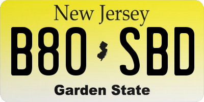 NJ license plate B80SBD