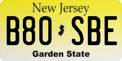 NJ license plate B80SBE