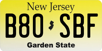 NJ license plate B80SBF