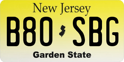 NJ license plate B80SBG