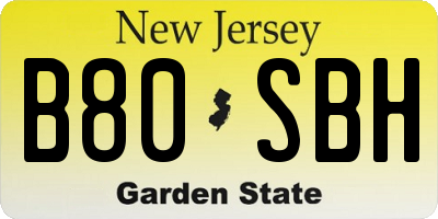 NJ license plate B80SBH