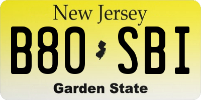 NJ license plate B80SBI
