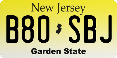 NJ license plate B80SBJ