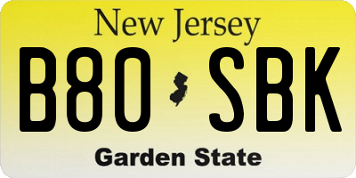 NJ license plate B80SBK